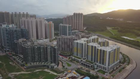 Drone-footage-of-Tseung-Kwan-O-City,-Hong-Kong