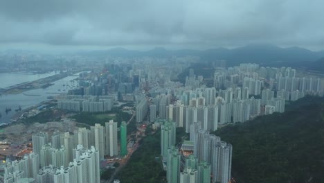 Drone-footage-of-Tseung-Kwan-O-City,-Hong-Kong