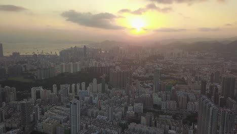 Aerial-view-footage-of-Kowloon-District-in-Hong-Kong