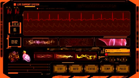 Life-Support-Systemmonitor,-Überwachung-des-Zustandes-des-Patienten,-Vitalfunktionen-auf-Bildschirm