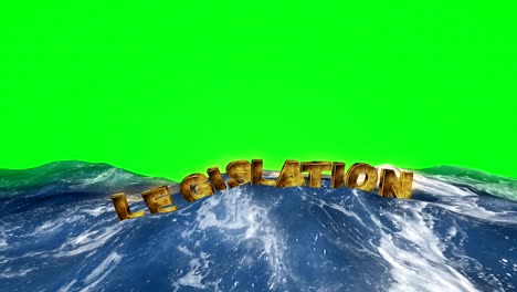 Gesetzgebung-Text-schweben-im-Wasser-auf-green-screen