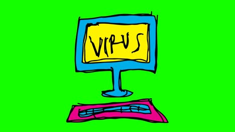 Kids-drawing-green-Background-with-theme-of-computer-virus