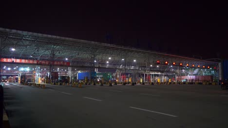 night-illuminated-shenzhen-city-traffic-port-container-terminal-entrance-panorama-4k-china