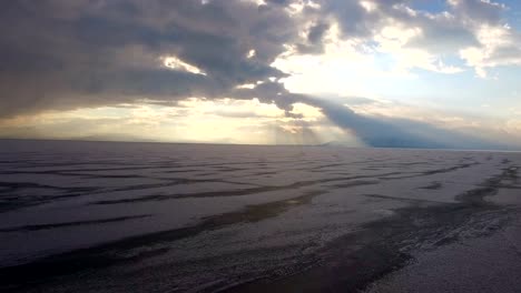 Flying-over-iced-sea-or-ocean-by-helicopter-.