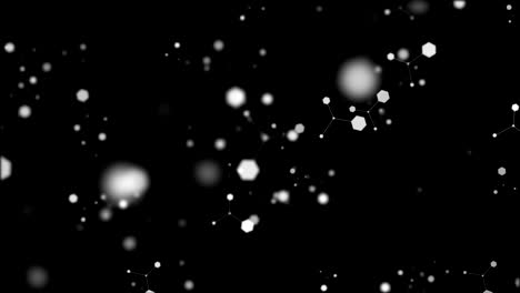 connected-hexagonal-particles-moving-on-black-Background