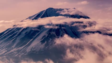 Timelapse-Berg-Fuji-Closeup-während-Sonnenaufgang-Morgen,-Japan