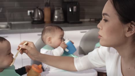 Filipino-Mom-Patiently-Feeding-her-1-Year-Old-Triplets
