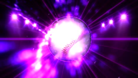 Baseball,-Illuminated-bright-blue-color-spotlights,-In-night-scene