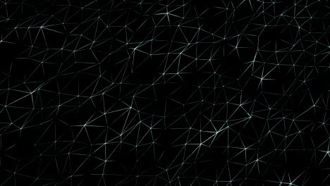 conceptual-background-animation-of-a-network-connection-in-the-form-of-lines-on-a-black-background,-forming-triangles-of-links,-bright-flashes-in-places-of-data-transfer