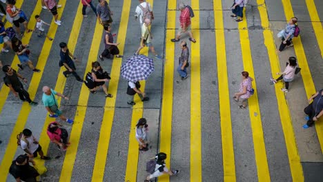 Busy-pedestrian-and-car-crossing-at-Hong-Kong---time-lapse