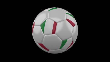 Balón-de-fútbol-con-la-bandera-de-Italia,-imágenes-de-prores-de-4-k-con-canal-alfa,-lazo