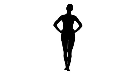 Silhouette-Yoga-stretching-neck.-Girl-in-white-walking-and-doing-exercise