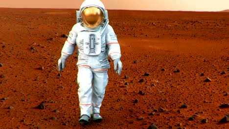 4-K-Astronaut-zu-Fuß-auf-der-Oberfläche-des-Mars.-(Hintergrund-Elemente-von-der-NASA-eingerichtet.)