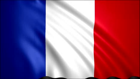 Waving-flag-of-France-Nation,-animation-France-flag-is-moving-slow-on-black-background-with-vignette-filter,-use-for-nation-final-group-of-world-cup-or-showing-history-&-heroic-in-nationality