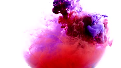 Red-and-blue-colors-ink-cloud-on-a-white-background.