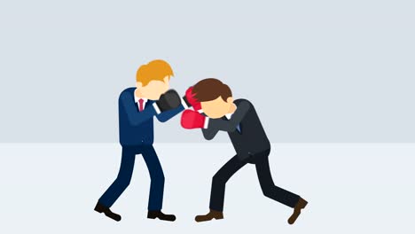 Business-man-battle-in-boxing-gloves.-Business-competition-concept.-Loop-illustration-in-flat-style.