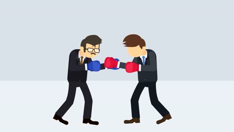 Business-man-battle-in-boxing-gloves.-Business-competition-concept.-Loop-illustration-in-flat-style.