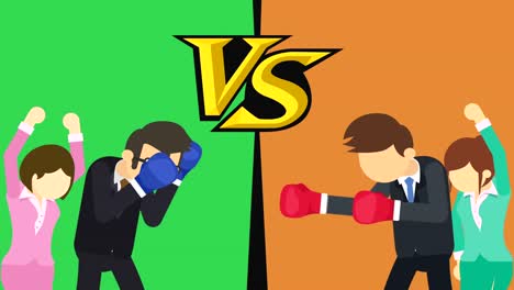 Business-man-battle-in-boxing-gloves.-Business-competition-concept.-Loop-illustration-in-flat-style.