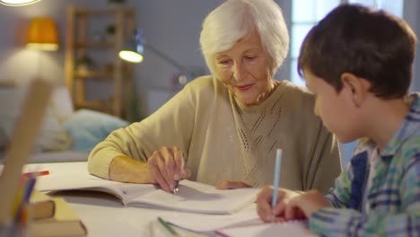 Leitende-Lehrerin-zu-Hause-Kind-eine-Lektion-erteilen