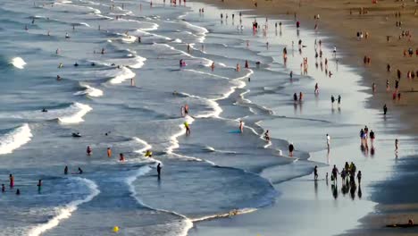 Aerial-view-of-the-beach-"del-Inglés",-Canary-Islands.Hyper-lapse.