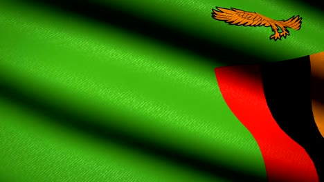 Zambia-Flag-Waving-Textile-Textured-Background.-Seamless-Loop-Animation.-Full-Screen.-Slow-motion.-4K-Video