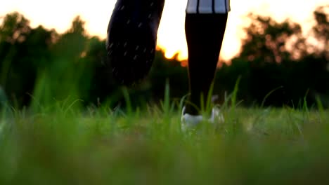 Baseball-player-is-running-with-the-light-of-the-sunset