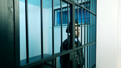 The-imprisoned-Russian-policeman-is-in-the-prison-cell.