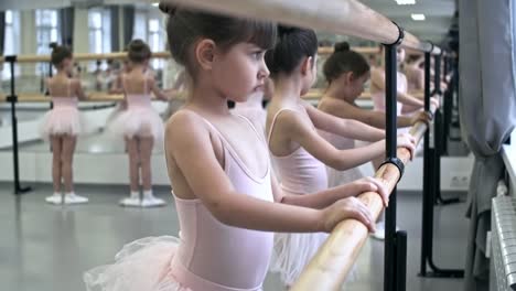 Little-Dancers-Exercising-at-Ballet-Barre