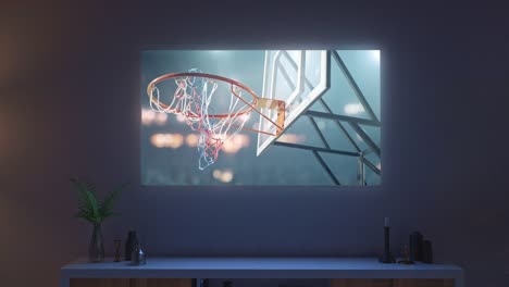 Basketball-game-on-living-room-tv-set