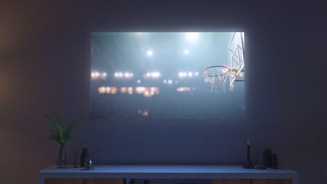 Basketball-Spiel-auf-Leben-Zimmer-Fernseher