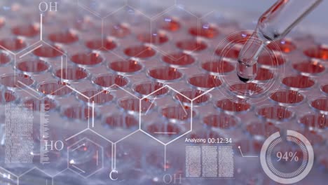 Wissenschaftler-fallen-chemischen-Lösung-für-die-Analyse:-Hologramm-chemische-Struktur-im-futuristischen-Technologie-für-Tests-im-Labor