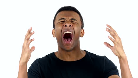 Black-Man-Screaming,-white-Background