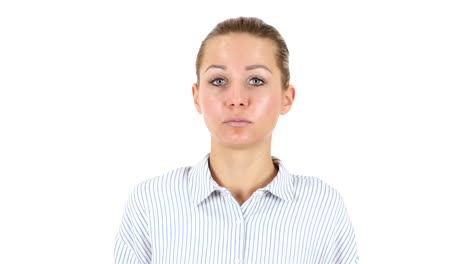 Yawning-Tired-Woman,-White-Background