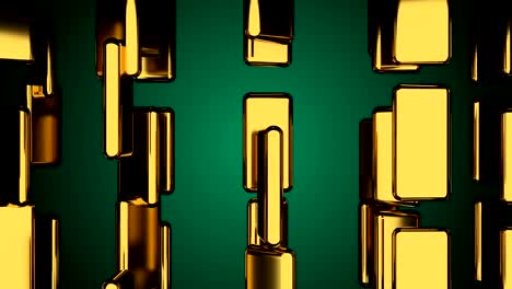 Many-golden-bars-on-black,-outlook,-computer-generated-abstract-background,-3D-render