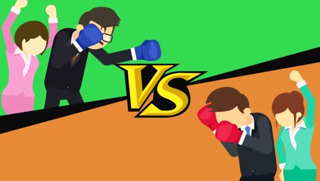 Business-man-battle-in-boxing-gloves.-Business-competition-concept.-Loop-illustration-in-flat-style.