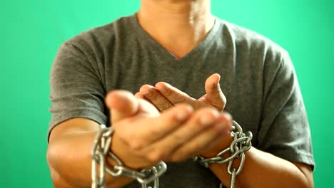 Man-begging-with-chain