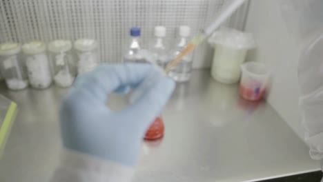 Un-investigador-transferir-las-muestras-a-frascos-más-pequeños-en-un-laboratorio-de-genético-en-la-Universidad-de