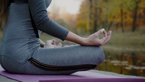 Young-woman-practicing-yoga-outdoors.-Female-meditate-outdoor-infront-of-beautiful-autumn-nature