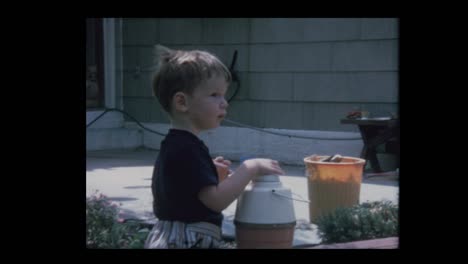 Mother-smokes-near-young-son