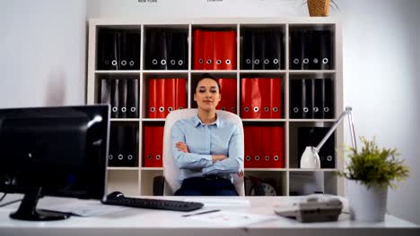 Businesswoman-working-with-documents-portrait