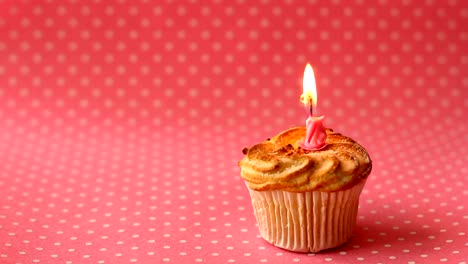 Cupcake-with-burning-candle.-Time-lapse-video