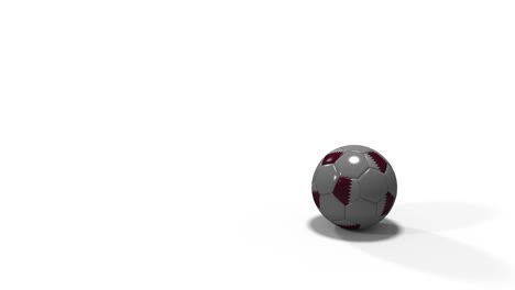 Realistic-soccer-ball-with-flag-of-Qatar-and-its-shadow-jumps,-3d-rendering,-prores-footage