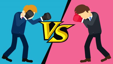 Business-man-battle-in-boxing-gloves.-Business-competition-concept.-Loop-illustration-in-flat-style.