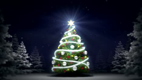 Weihnachtsbaum-Offenbarung-im-Winter-Nacht-Natur-bei-Schneefall