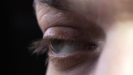 Close-Up-of-A-Green-Male-Eye-is-Looking-Away