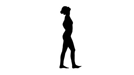 Silhouette-Beautiful-young-woman-stretching-her-neck-walking