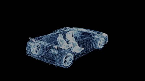 The-hologram-of-a-wireframe-sport-Car