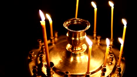 Candles-burning-in-the-candleholder-in-the-Christian-Church