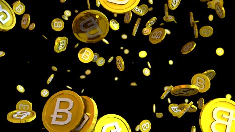 3D-animation-of-bitcoin-coins-falling-on-a-black-background-with-alpha