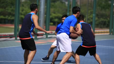 young-asian-adults-playing-basketball-outdoors